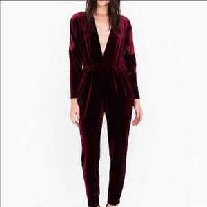 American Apparel red velvet romper